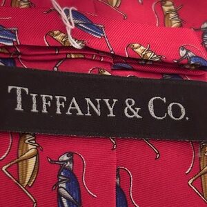Tiffany & Co. Red Silk Tie Cricket design